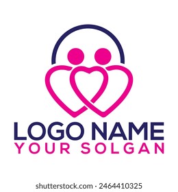 Combination logo from heart and people symbol logo design concept, Love hearts shape logo vector Love Logo Vector Heart icon, love concept