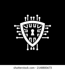 a combination of logo illustration between shield and AI, very suitable for technology security companies