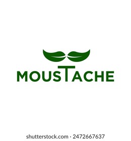 The combination logo of leaves and mustache looks elegant, simple, meaningful about humans and nature