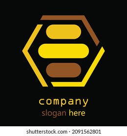 combination logo letter e honey and hexagonal vector illustration design
