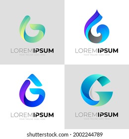 Combination logo with letter G and water drops