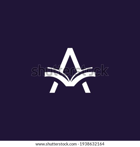 Combination logo of letter A initials and modern and cool book icon