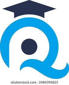 Un logotipo combinado de la letra Q y un sombrero de soltero. Muy adecuado para logotipos educativos o de formación.