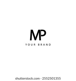 combination logo of letters m and p , vector template design illustration