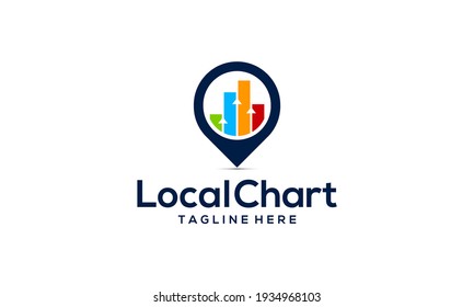 Logo de combinación del concepto de logotipo del símbolo local o del pin y del gráfico