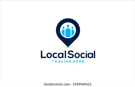 Combination logo from local or pin and chat symbol logo design concept