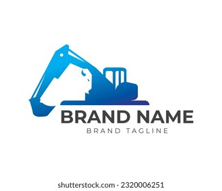 combination logo made from bison and excavator logo with negative space concept.