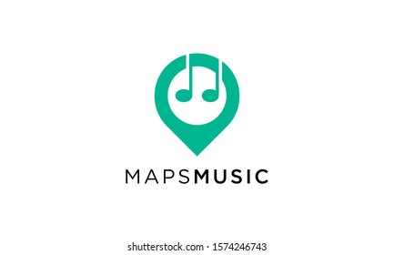 Combination logo from maps and music symbol logo design concept	