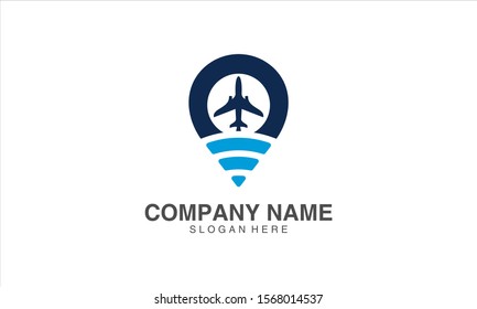 Combination logo from maps and signal symbol logo design concept