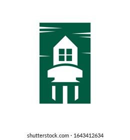 Combination logo from rocket and home logo design concept