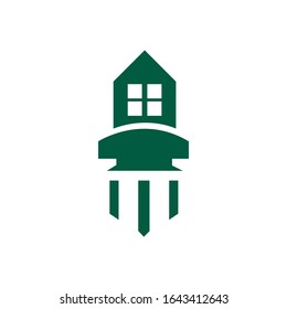 Combination logo from rocket and home logo design concept