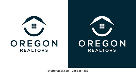 Combination logo of roof, window and circle, simple house logo