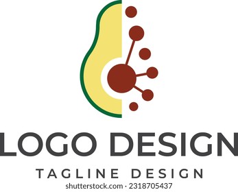 A combination logo in the shape of an avocado with a seed as the logo technology
