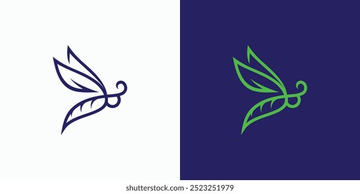 A combination logo that combines leaf and bee shapes with transparency effects. Icon for business, environment, agriculture, and personal branding.