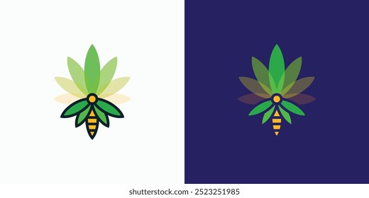 A combination logo that combines leaf and bee shapes with transparency effects. Icon for business, environment, agriculture, and personal branding.