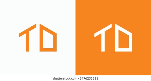 Combination logo that combines the shape of a house with the initials T and D. Icon for business, construction, architecture, housing and personal branding.