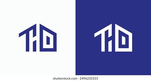 Combination logo that combines the shape of a house with the initials T, H and D. Icon for business, construction, architecture, housing and personal branding.