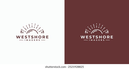 A combination logo that combines the shape of mountains, water and sunlight. Icon for business, outdoor, travel and personal branding.