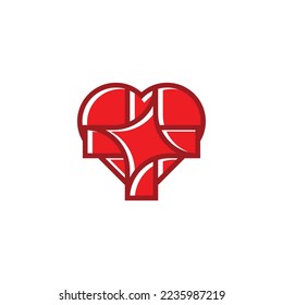 A combination logo vector featuring a heart with a cross, Perfect for any business especially health and medical.