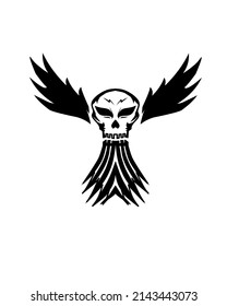 the combination of the logo, wings, tail and skull into a modern logo
