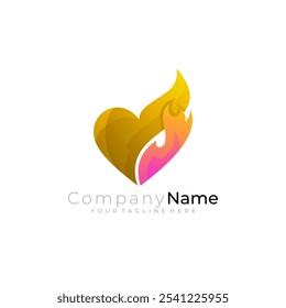a combination of the love logo and burning fire, 3d style