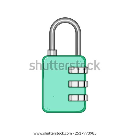 combination luggage lock cartoon. pad keyless, durable portable, anti theft combination luggage lock sign. isolated symbol vector illustration