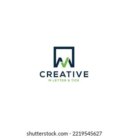 Combination of M letter with square shapes. 