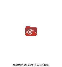 Combination of media, cloud, gear, lens, and icon folder logo design vector