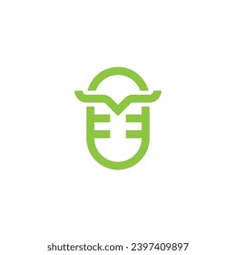 A combination of a mic or podcast icon with an owl, with simple, clean and slightly abstract shapes. Suitable for podcasts, media, education, etc.