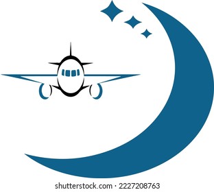 
combination of moon and plane background logo