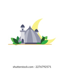 combinación de cúpulas de mezquitas, minaretes y vectores de la luna por festividades islámicas