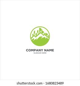 The combination of a mountain logo with a vector building logo