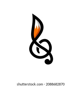 Combinación de notas musicales y cola de zorro con estilo minimalista plano en fondo blanco , diseño de logotipo vectorial de plantilla editable
