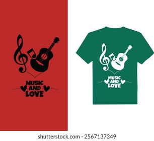 Combination of music and valentine fay t shirt,  t shirt design for valentine day