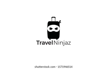 a combination of ninja with suitcase logo design