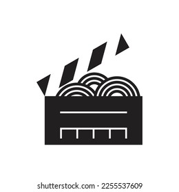 combination of noodles and cinema logo vector