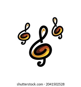 Combination Note Music and coffee bean in white background . Abstract emblems, design concepts, logos, logotype elements