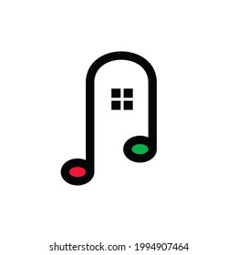 Combination Note Music and Home . Abstract emblems, design concepts, logos, logotype elements