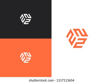 Combination number 222, icon design template element. Simple creative geometric sign. Stylish vector emblem for your design.