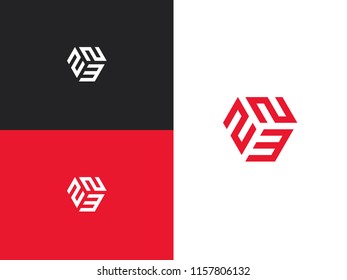 Combination number 223, icon design template element. Simple creative geometric sign. Stylish vector emblem for your design.