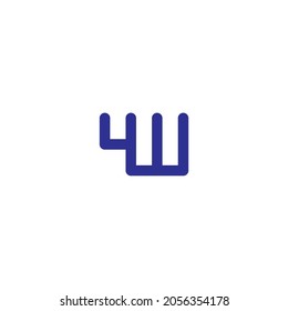 
combination of number 4 and letter W simple symbol logo vector
