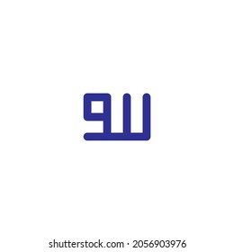 
combination of number 9 and letter W simple symbol logo vector