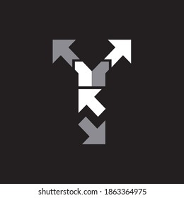 Combination of number two and letter Y design with arrow direction. Modern, very simple logo. Ideal for businesses inline with travel or transport, clothing store, digital documents, data storage, pub