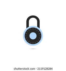 Combination Padlock. Safe combination lock wheel icon. Vector Illustration, isolated on white background, eps 10. 