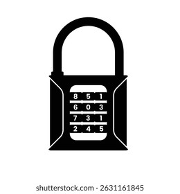 Kombination Vorhängeschloss Silhouette. Schwarz-Weiß-Symbol-Designelemente auf isoliertem weißem Hintergrund