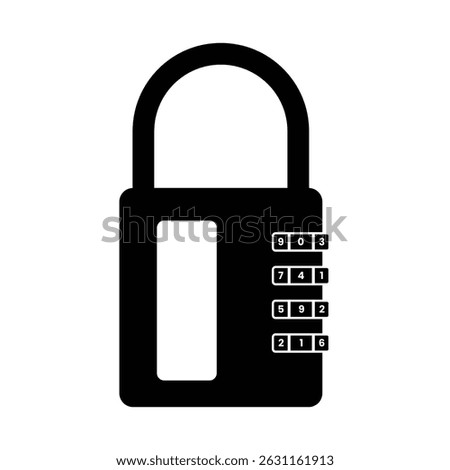 Combination Padlock Silhouette. Black and White Icon Design Elements on Isolated White Background