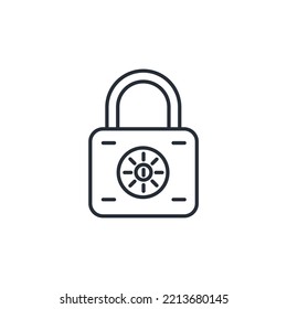 Kombinationspadlock-Dünnzeilensymbole. Vektorgrafik einzeln auf Weiß. Bearbeitbarer Hub