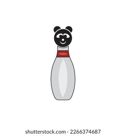 combination of panda and bowling alley vector logo icon. Abstract vector graphics simple elegant flat illustration style.