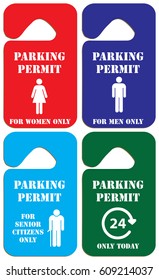 A combination of parking labels for a certain category of people.