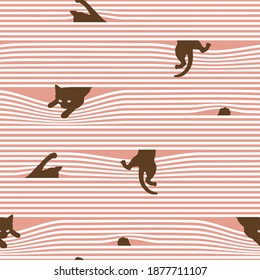 Combination pattern of cat and horizontal stripes,